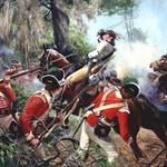 Battle of Eutaw Springs 1781~
Colonel William Washington is unhorsed during bitter fighting at the Battle of Eutaw Springs, S.C. 1781 during the American Revolution.~
 "Painting by Don Troiani"