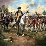 General George Washington, 1777

At the height of the War For Independence a contingent of Virginians and Pennsylvanians pass by the Commander-in Chief, in line of battle during the campaign of 1777.
"Painting by Don Troiani"